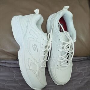 Skechers All-White Lace-Up Comfort Sneakers